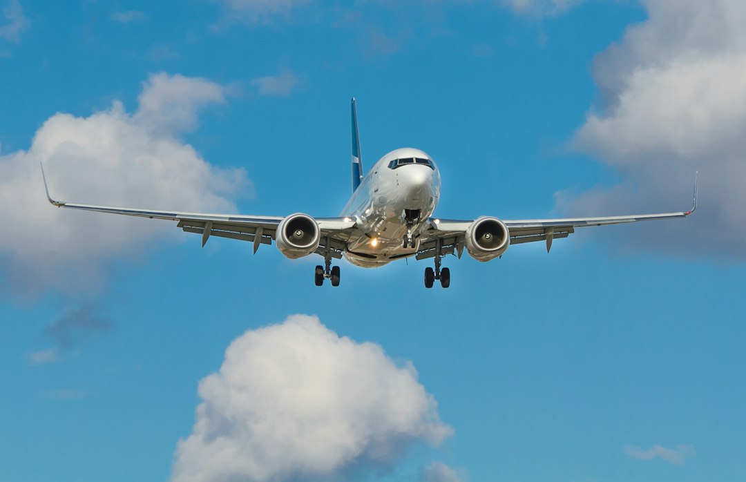 Avion de ligne en vol dans un ciel bleu